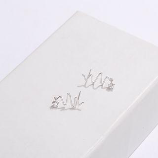 Wavy Earring 1 Pair - Silver - One Size
