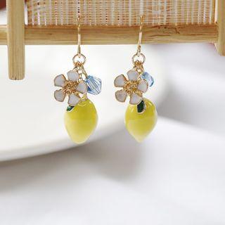 Flower & Fruit Dangle Earring 1 Pair - Yellow - One Size