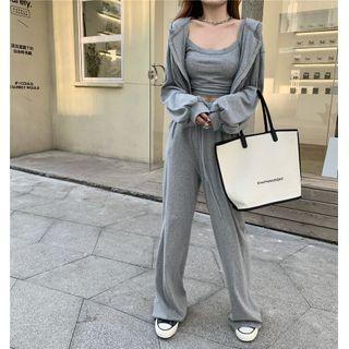 Zip Hoodie / Spaghetti Strap Top / Wide-leg Pants