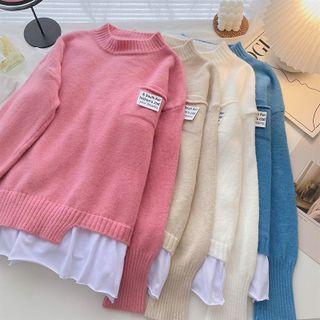 Long-sleeve Mock Two-piece Sweater