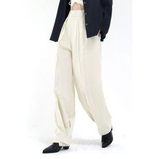 Pleated-hem Wide-leg Pants