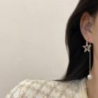 Rhinestone Star Drop Earring E685 - 1 Pair - Gold & White - One Size