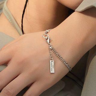 Tag Pendant Layered Sterling Silver Bracelet