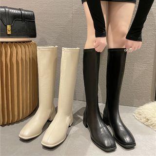 Plain Chunky Heel Tall Boots / Short Boots