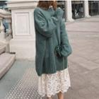 Set: Plain Sweater + Sleeveless Lace Midi Dress