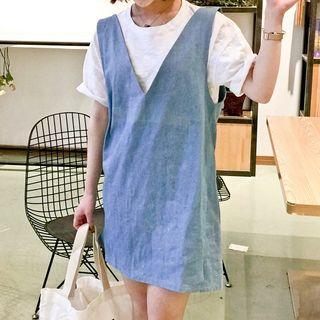 V-neck Dungaree Dress