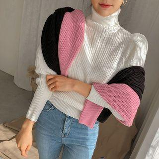 Turtle-neck Bishop-sleeve Sweater