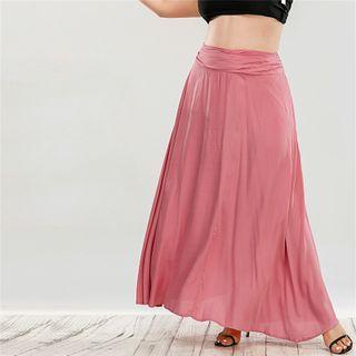 Plus Size Plain A-line Maxi Skirt