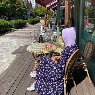 Lips Pattern Maxi Hoodie Dress