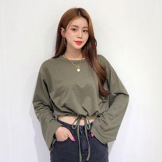 Drawstring-hem Cropped Top