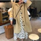 Single Breasted Trench Coat / Floral Long-sleeve Midi Dress