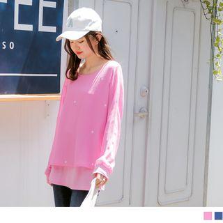 Mock Two Piece Star Print Layered Top