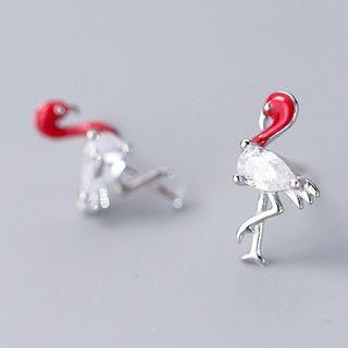 925 Sterling Silver Rhinestone Flamingo Earring