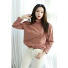 Petite Size Striped Turtle-neck Top