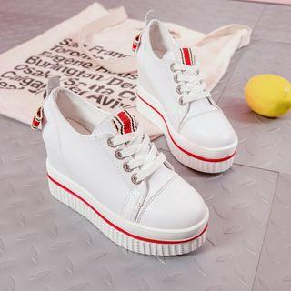 Platform Hidden-heel Bow-accent Sneakers