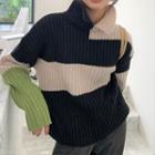 Color Block Cardigan / Sweater