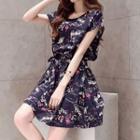 Short-sleeve Cartoon Print Mini T-shirt Dress