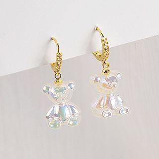Bear Drop Earring 1 Pair - E4830-2 - White - One Size
