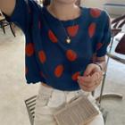 Orange Short-sleeve Knit Top Blue - One Size
