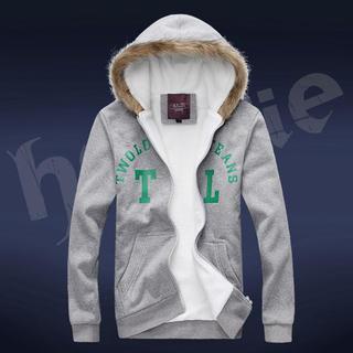Faux Fur Trim Lettering Hoodie