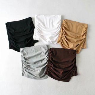 Mock Two-piece Ruched Mini Pencil Skirt