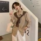 Mock Two-piece Loose-fit Shawl Shirt