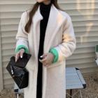 V-neck Faux Shearling Coat White - One Size