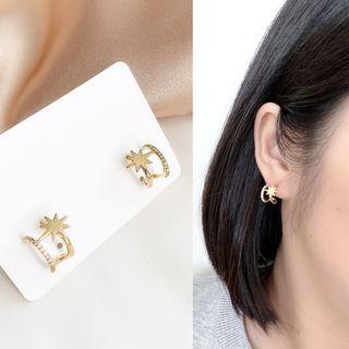 Alloy Rhinestone Star Earring 1 Pair - As Shown In Figure - One Size