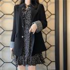 Long-sleeve Floral Print Mini A-line Dress / Plain Blazer