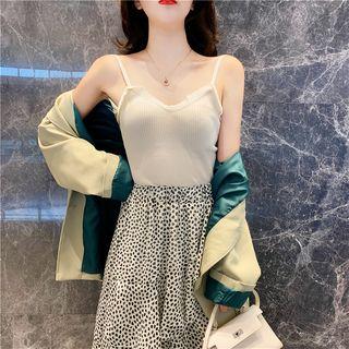 Plain Camisole Top / Dot Skirt / Loose-fit Blazer
