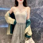 Plain Camisole Top / Dot Skirt / Loose-fit Blazer