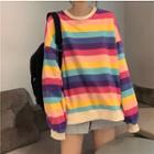 Striped Long Sleeve T-shirt As Shown In Figure - One Size