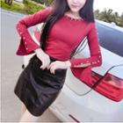 Set: Slit-cuff Beaded Dress + Pencil Skirt