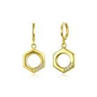Fashion Simply Plated Gold Hexagonal Earrings With Austrian Element Crystal Golden - One Size