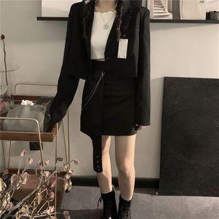 Plain Cropped Tube Top / Blazer / Mini Skirt