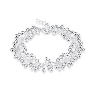 Simple Beaded Grape Bracelet Silver - One Size