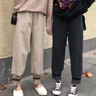 Striped Knit Cropped Harem Pants