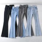 High Waist Pocketed Plain Flared Jeans