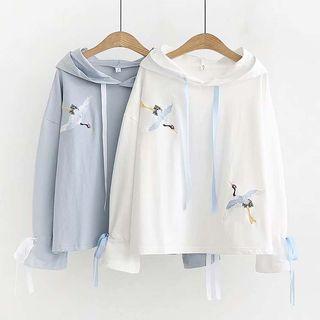 Cranes Embroidered Hoodie