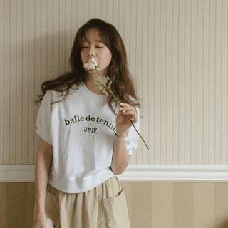 Raglan Letter Embroidery Sweatshirt