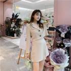 Set: Crop Button Blazer + A-line Skort