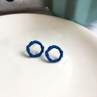 Alloy Hoop Earring 1 Pair - Ear Studs - Blue - One Size
