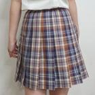 Plaid Pleated Mini A-line Skirt / Short-sleeve Shirt / Bowtie / Set