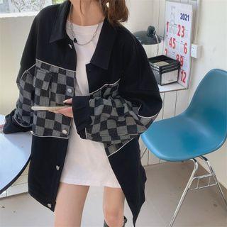 Checkered Panel Jacket Check - Black - One Size