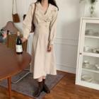 Double Breasted Midi A-line Coat Dress
