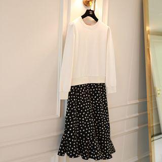 Mock Two-piece Floral Print Dress Cream - One Size