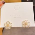 Flower Faux Crystal Earring 01 - 1 Pair - White - One Size