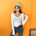 Choker Scoop-neck Rib Top