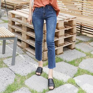 Heart-embroidered Straight-cut Jeans (s~xxxxl)