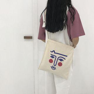 Face Print Canvas Crossbody Bag